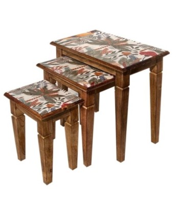 ORIGEN Home Decor Mesitas Hojas 3U Mueble Auxiliar | Mesita Marrón - 54x56x36cm