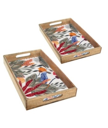 Conjunto 2 bandejas decorativas hojas tropicales