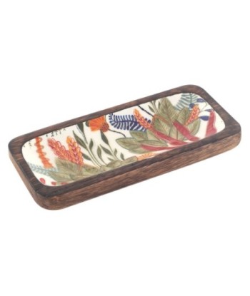 ORIGEN Home Decor Bandeja Hojas Pequeña Cajas Y Bandejas | Bandeja Marrón Rectangular - 3x20x10cm
