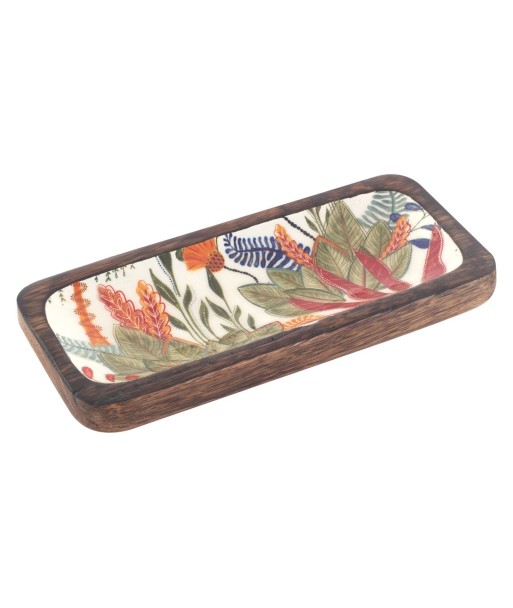 ORIGEN Home Decor Bandeja Hojas Pequeña Cajas Y Bandejas | Bandeja Marrón Rectangular - 3x20x10cm