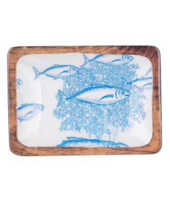 ORIGEN Home Decor Plato Peces Rectangular Cajas Y Bandejas Azul - Ideal para Decoración del Hogar - 3x18x13cm