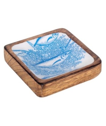 ORIGEN Home Decor Plato Peces Cuadrado Cajas Y Bandejas | Plato Azul Cuadrado - 3x10x10cm