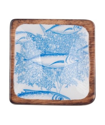 ORIGEN Home Decor Plato Peces Cuadrado Cajas Y Bandejas | Plato Azul Cuadrado - 3x10x10cm