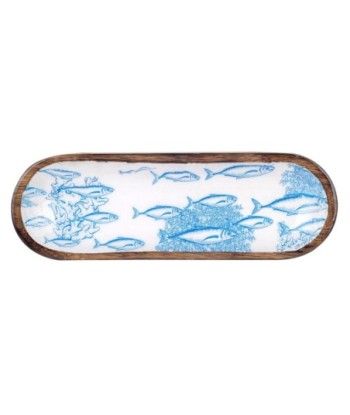 ORIGEN Home Decor Bandeja Peces Pequeña Azul Ovalado - 3x30x10cm Cajas y Bandejas de Decoración