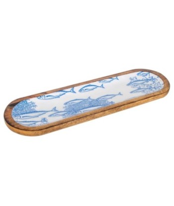 ORIGEN Home Decor Bandeja Peces Cajas Y Bandejas | Bandeja de Decoración Azul Ovalado - 2x46x14cm