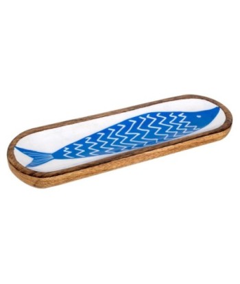 ORIGEN Home Decor Bandeja Pez Azul Ovalado - Bandeja de Decoración 3x38x13cm