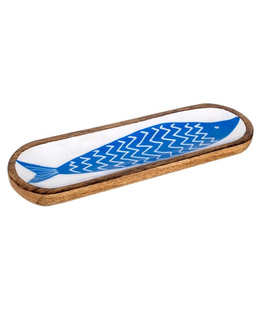 ORIGEN Home Decor Bandeja Pez Azul Ovalado - Bandeja de Decoración 3x38x13cm