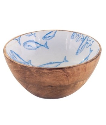 Cuenco Peces Pequeña Decorativo Náutico Madera Azul Colección Marinero