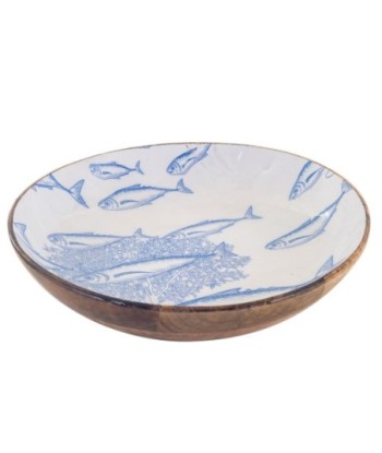 Cuenco Peces Grande Decorativo Marino Náutico Madera