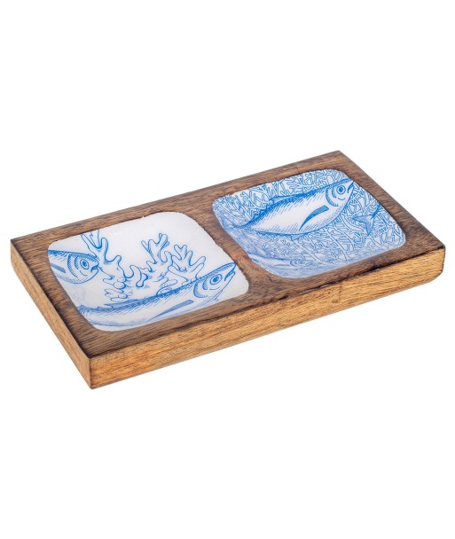 ORIGEN Home Decor Bandeja Peces 2 ubicaciones Azul Rectangular - 3x20x10cm