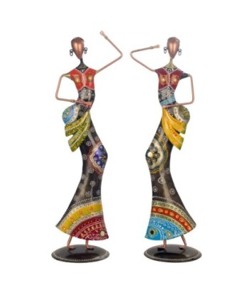 ORIGEN Home Decor Figura 2U Africanas Y Elefantes Azul - Figura de Persona 3x21x18cm