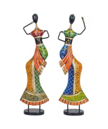 Figura étnica bailando 2 dif. Multicolor 48 cm x 8,5 cm x 15 cm