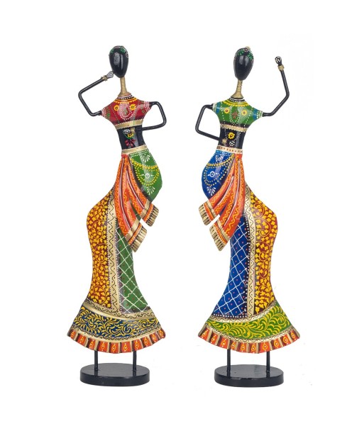 Figura étnica bailando 2 dif. Multicolor 48 cm x 8,5 cm x 15 cm