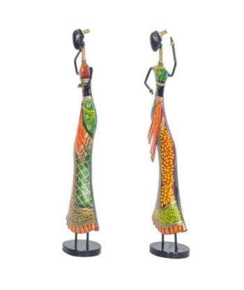 Figura étnica bailando 2 dif. Multicolor 48 cm x 8,5 cm x 15 cm