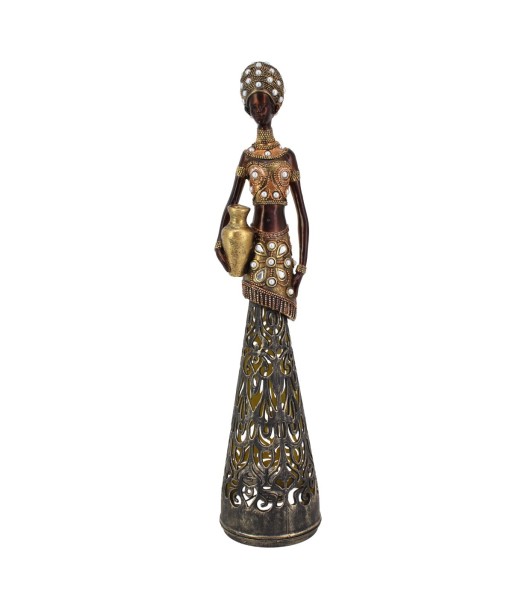 Figura Africana Étnica Decorativa de Resina, Ideal para Regalos y Decoración del Hogar, 38 cm de Altura