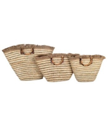 ORIGEN Home Decor Cestas 3U Marrón - Set de 3 Cestas de Almacenaje de Hoja de Maíz y Cuerda