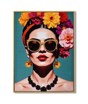 Cuadro Decorativo Mujer Flores Moderno para Pared, Arte Contemporáneo Ideal para Salón, Dormitorio o Oficina