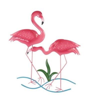 ORIGEN Home Decor Adorno De Pared Flamencos Apliques Metal Rosa - 51x48x3cm