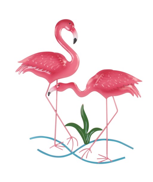 ORIGEN Home Decor Adorno De Pared Flamencos Apliques Metal Rosa - 51x48x3cm