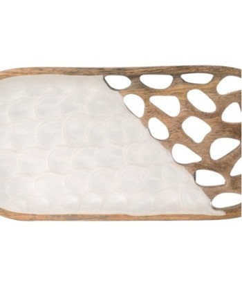 ORIGEN Home Decor Bandeja Rectangular Grande Cajas Y Bandejas | Bandeja de Decoración Blanco - 3x33x15cm