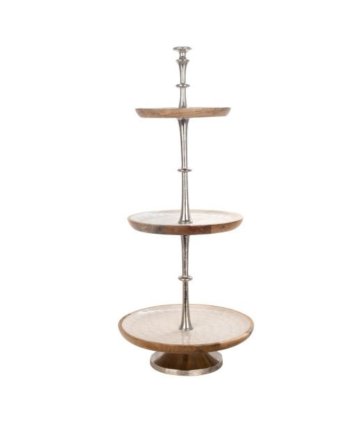 ORIGEN Home Decor Frutero 3 pisos de madera Cajas Y Bandejas | Frutero Plateado - 77x33x33cm