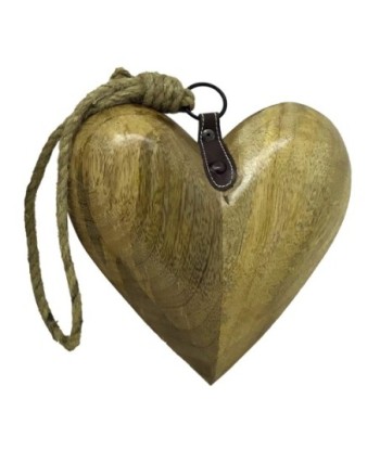 ORIGEN Home Decor Corazon De Madera Pequeño Colgantes Marrón 20x20x6cm