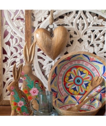 ORIGEN Home Decor Corazon De Madera Pequeño Colgantes Marrón 20x20x6cm