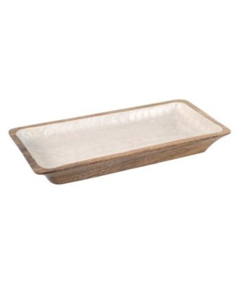 ORIGEN Home Decor Bandeja Grande Cajas Y Bandejas | Bandeja de Vajilla Blanco Rectangular - 5x38x18cm