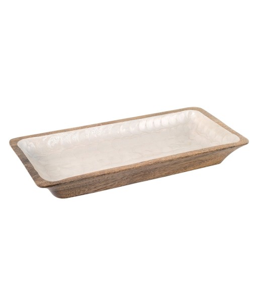 ORIGEN Home Decor Bandeja Grande Cajas Y Bandejas | Bandeja de Vajilla Blanco Rectangular - 5x38x18cm