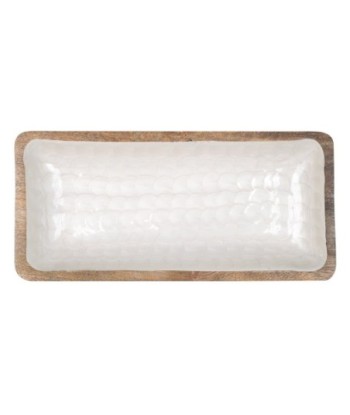 ORIGEN Home Decor Bandeja Grande Cajas Y Bandejas | Bandeja de Vajilla Blanco Rectangular - 5x38x18cm