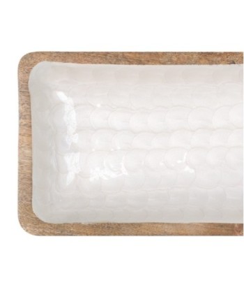 ORIGEN Home Decor Bandeja Grande Cajas Y Bandejas | Bandeja de Vajilla Blanco Rectangular - 5x38x18cm