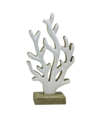 ORIGEN Home Decor Coral De Madera Marinero Plateado - Figura Decorativa 30x15x5cm