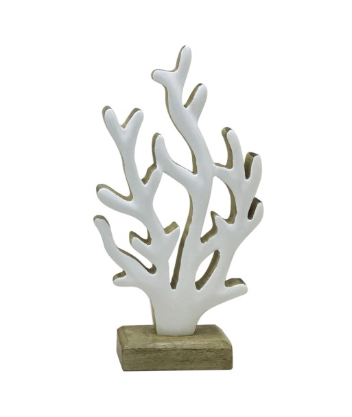 ORIGEN Home Decor Coral De Madera Marinero Plateado - Figura Decorativa 30x15x5cm