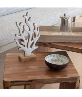 ORIGEN Home Decor Coral De Madera Marinero Plateado - Figura Decorativa 30x15x5cm