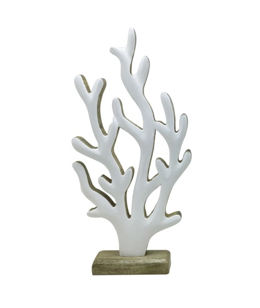 ORIGEN Home Decor Coral De Madera Marinero Plateado 40x20x5cm - Figura Decorativa Única para Interior y Exterior