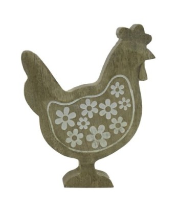 ORIGEN Home Decor Gallina De Madera Marrón - Figura de Gallina 15x13x3cm
