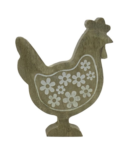 ORIGEN Home Decor Gallina De Madera Marrón - Figura de Gallina 15x13x3cm