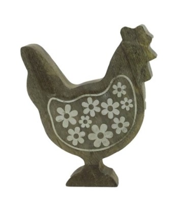 ORIGEN Home Decor Gallina De Madera Animales | Figura de Gallina Marrón - 18x15x3cm