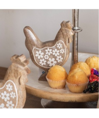 ORIGEN Home Decor Gallina De Madera Animales | Figura de Gallina Marrón - 18x15x3cm