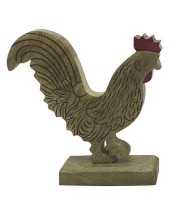 ORIGEN Home Decor Gallina De Madera Animales Figura de Sobremesa Marrón - 26x25x6cm
