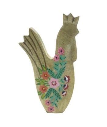 ORIGEN Home Decor Gallina De Madera Marrón - Figura de Gallina 23x11x3cm