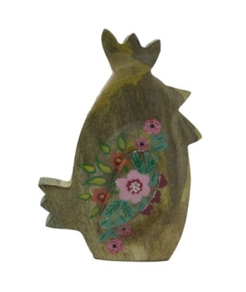 ORIGEN Home Decor Gallina De Madera Marrón - Figura de Gallina 15x10x3cm