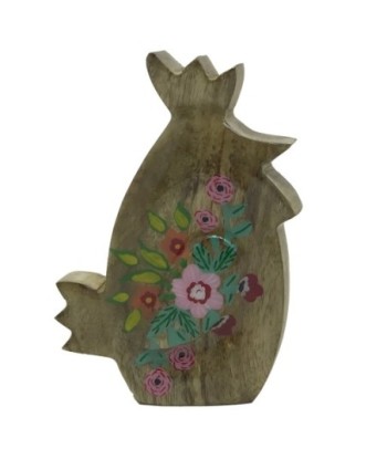 ORIGEN Home Decor Gallina De Madera Marrón - Figura de Gallina 18x12x3cm