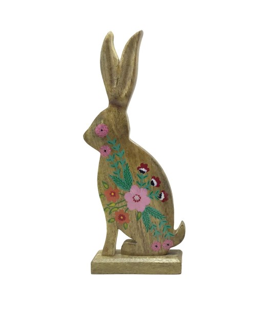 ORIGEN Home Decor Conejo De Madera Marrón 40x17x6cm - Figura de Conejo de Madera para Decoración del Hogar