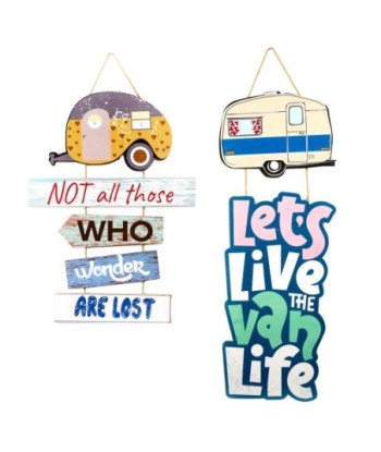 ORIGEN Home Decor Letreros Caravana 2U Placas De Madera | Azul - 48x35x1cm