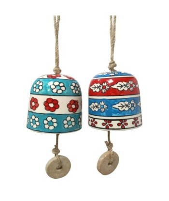 ORIGEN Home Decor Campana 2U Colgantes | Campana Azul Redondo - 32x9x9cm