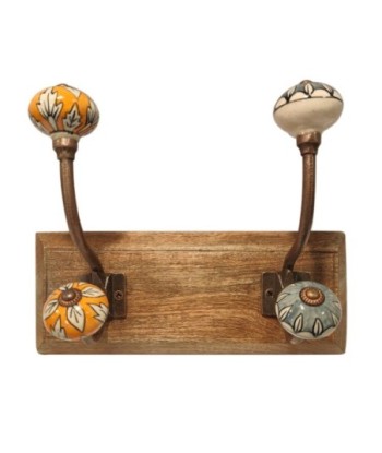 ORIGEN Home Decor Percha 2 Pomos Percheros | Marrón - 0x26x11cm