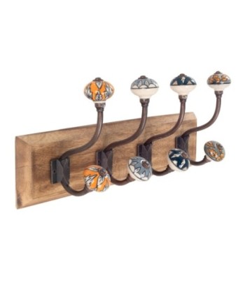 ORIGEN Home Decor Percha 4 Pomos Percheros Marrón - Vintage Decoración de Pared 45cm