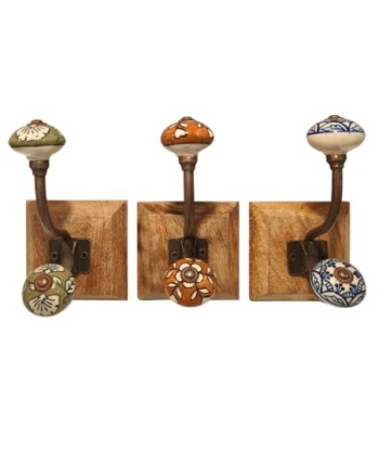 ORIGEN Home Decor Percha 3U Percheros Marrón - 20x11x12cm