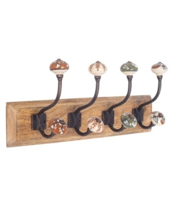 ORIGEN Home Decor Percha 4 Pomos Percheros Marrón 20x45x12cm